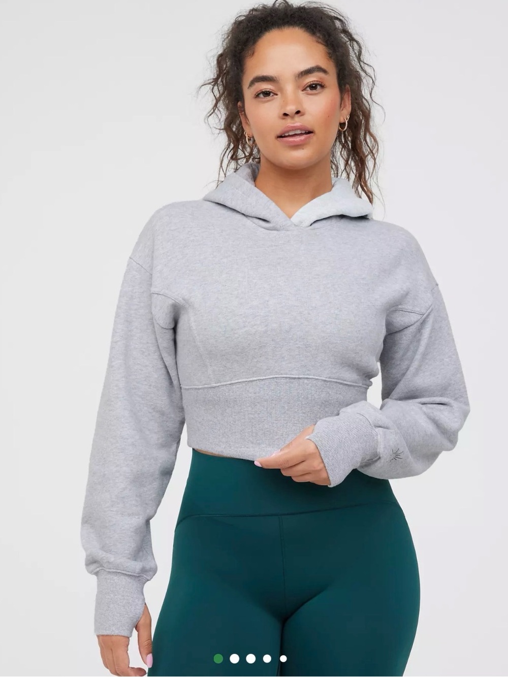 OFFLINE by Aerie Throw-Back Cropped Hoodie Gray M
